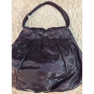 Brighton Purple Snakeskin Embossed Leather Shoulder Handbag Bag